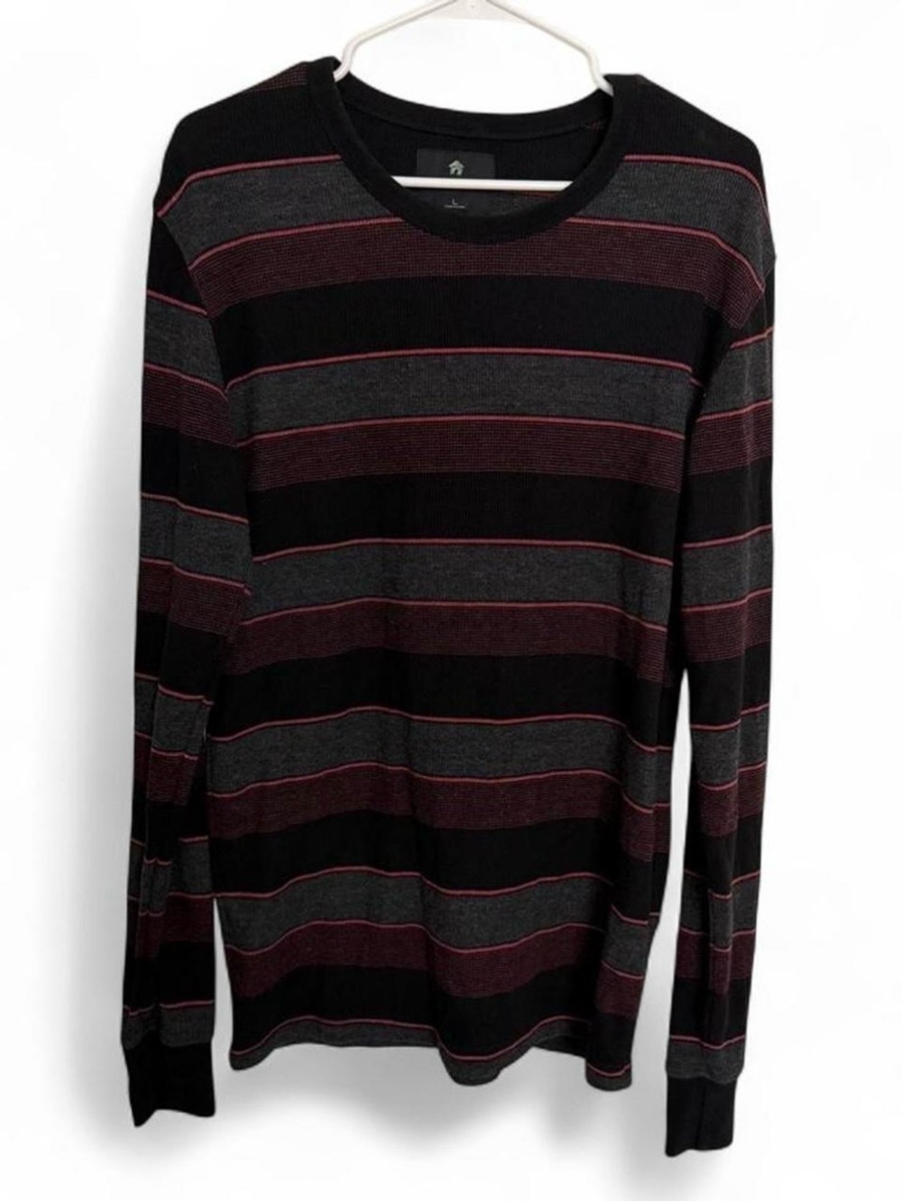 Shouthouse grey striped long sleeve shirt